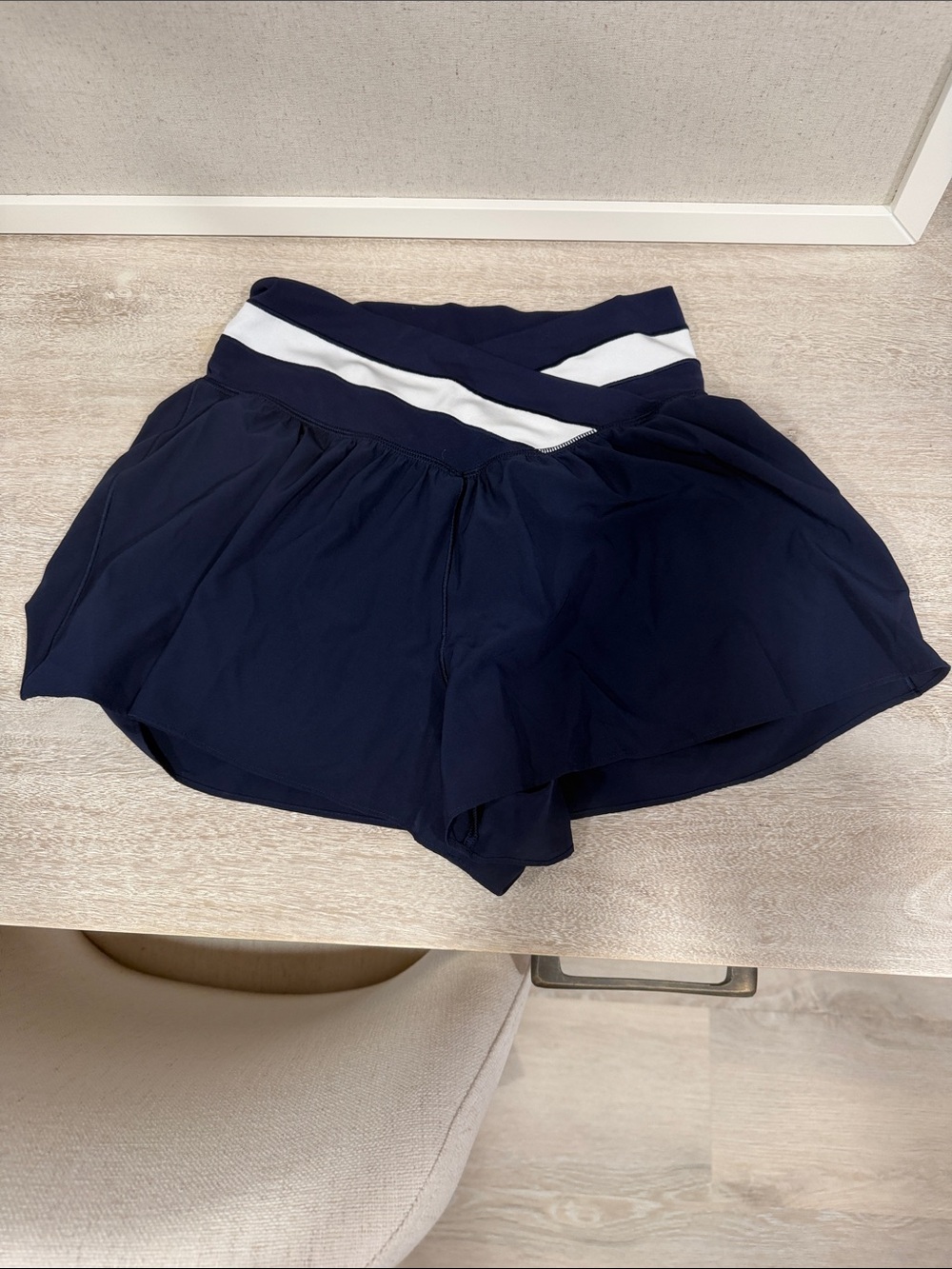 aerie Navy Skort Shorts with White Waistband Accent